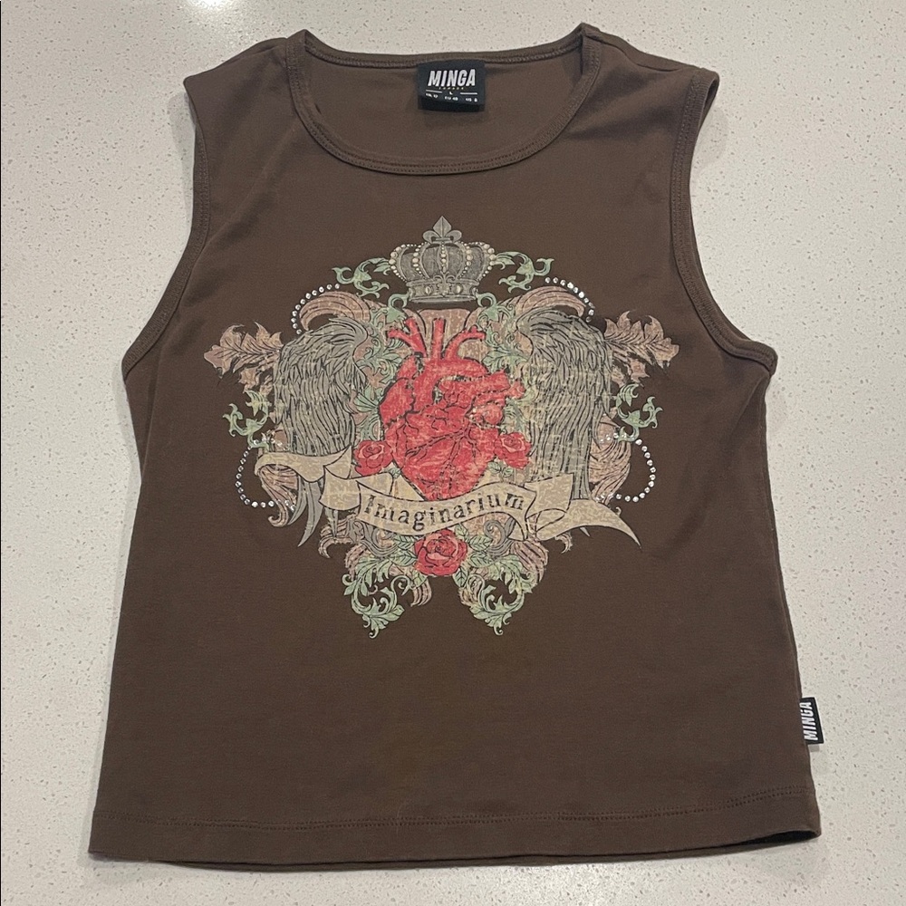 Minga London Brown Graphic Tank Top